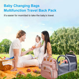 Jeryswet Baby Diaper Bags with Changing Station, Waterproof Large Capacity Diaper Bag Backpack for Moms Dads with USB Charging Port and Stroller Straps, Baby Shower Gifts, Pink