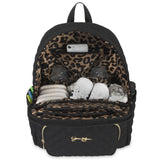 Jessica Simpson Black Quilted Diaper Bag Backpack with Insulated Pockets, Portable Changing Pad, Stroller Straps, Fanny Pack 3 Pc. Set (Camilla (With Fanny Pack))