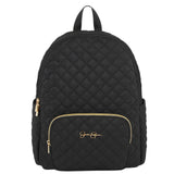 Jessica Simpson Black Quilted Diaper Bag Backpack with Insulated Pockets, Portable Changing Pad, Stroller Straps, Fanny Pack 3 Pc. Set (Camilla (With Fanny Pack))