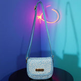 Jessica Simpson Mini Crossbody Purse | Cute Designer Concert or Evening Bag for Women (Blue Cheetah)