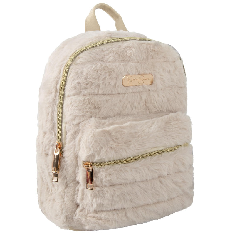 Jessica Simpson Mini Plush Tablet Backpack for Women for Work, College, Commuting, Travel (Mocha Latte)