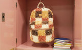 Jessica Simpson Mini Plush Tablet Backpack for Women for Work, College, Commuting, Travel (Poptart Checkerboard)