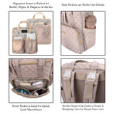 Jessica Simpson Quilted Diaper Bag Backpack with Insulated Pockets, Portable Changing Pad, Stroller Straps, Organizer Insert 3 Pc. Set (Khaki)