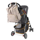 Jessica Simpson Quilted Diaper Bag Backpack with Insulated Pockets, Portable Changing Pad, Stroller Straps, Organizer Insert 3 Pc. Set (Khaki)