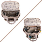Jessica Simpson Quilted Diaper Bag Backpack with Insulated Pockets, Portable Changing Pad, Stroller Straps, Organizer Insert 3 Pc. Set (Khaki)