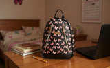 Jessica Simpson Waterproof Mini Vegan Leather Backpack Purse for Women, Travel, Work (Midnight Butterflies)