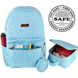 Jessica Simpson Women’s Computer Backpack with Lunch Box, Side Pockets, Coin Purse Keychain | 3 Piece Laptop Backpack with Lunch Bag Set (Bold Blue Cheetah)