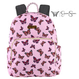 Jessica Simpson Women’s Designer Laptop Backpack with Side Pockets, Padded Straps | Classic Modern Backpack for Women (Beaded Pink Butterflies), Large