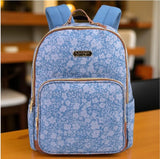 Jessica Simpson Women’s Designer Laptop Backpack with Side Pockets, Padded Straps | Classic Modern Backpack for Women (Bold Blue Flowers), Large