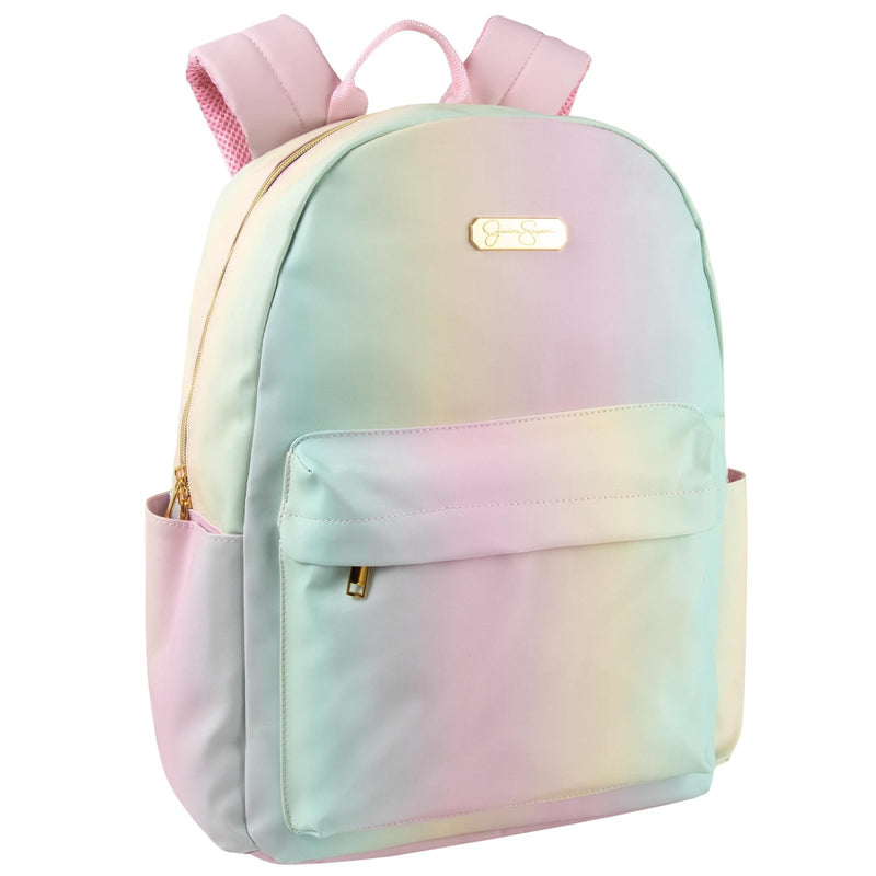 Jessica Simpson Women’s Designer Laptop Backpack with Side Pockets, Padded Straps | Classic Modern Backpack for Women (Ombre Rainbow), Large