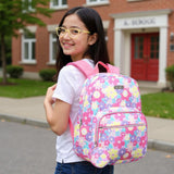 Jessica Simpson Women’s Designer Laptop Backpack with Side Pockets, Wallet | 2 Piece Backpack Change Purse Set for Women (Pink Flower Bloom)
