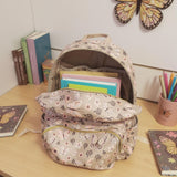 Jessica Simpson Women’s Waterproof Laptop Travel Backpack with Side Water Bottle Pockets for College, Commuting, Work (Beige & Pink Butterflies)