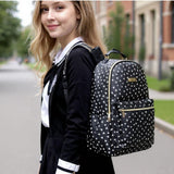 Jessica Simpson Women’s Waterproof Laptop Travel Backpack with Side Water Bottle Pockets for College, Commuting, Work (Black & White Hearts)