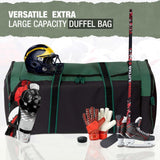 Jetstream Heavy Hockey Bag | Duty Multi Pocket Travel Duffel Bag | Large Sports Gym Equipment with Water Repellency | Foldable Luggage Bag with Padded Handles For Camping (36 Inch, Green)