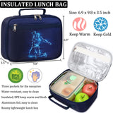 JIANYA Kids Backpack for School Boys, Basketball Themed Backpack with Lunch Box Elementary Kids School Bag Travel Back Pack for Boy, Blue