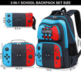JIANYA Kids Backpack for School Boys Gamer School Bag for Elementary Kids Children 3pcs Boys Backpack with Lunch Box & Pencil Case