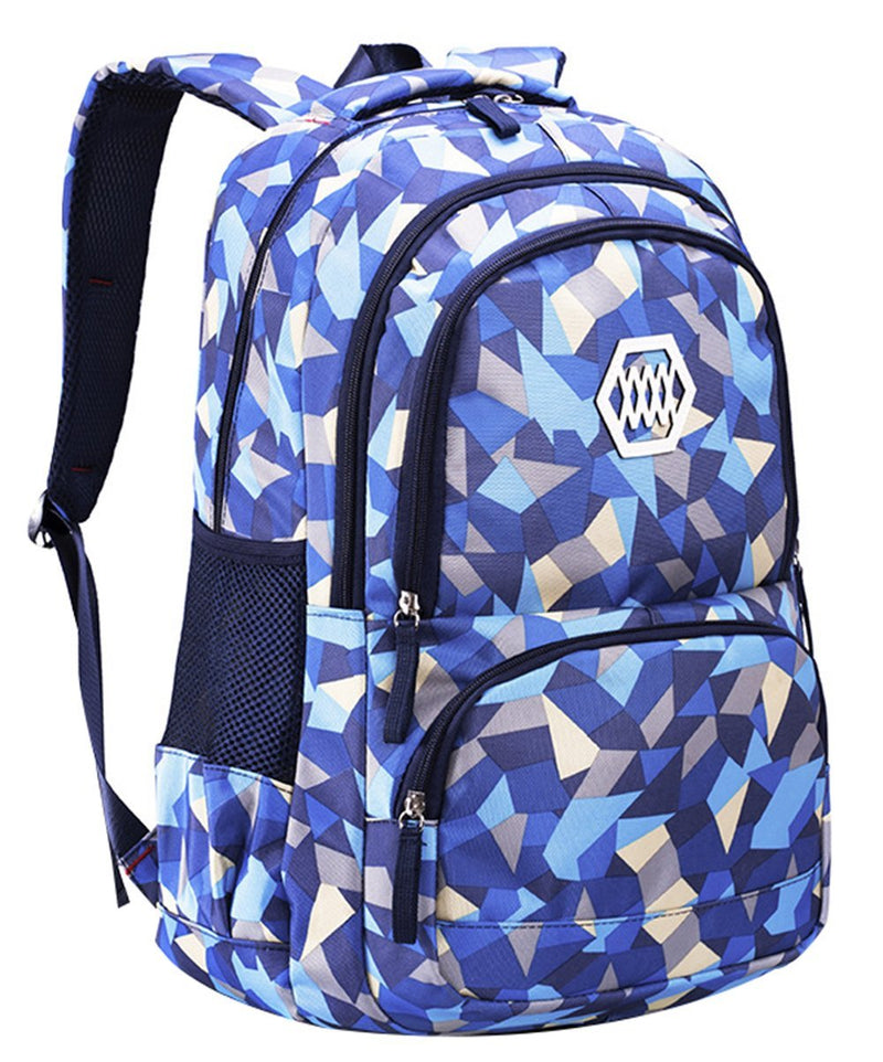 JiaYou Girl Geometric Printed Primary Junior High University School Bag Bookbag Backpack(2 Blue,35 L)