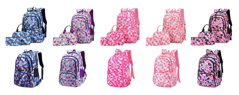 JiaYou Girl Geometric Printed Primary Junior High University School Bag Bookbag Backpack(2 Blue,35 L)