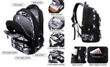JiaYou Men Teens Middle School Graffiti Backpack High School Laptop Daypack College Bag(Black,45 Liters)