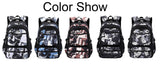 JiaYou Men Teens Middle School Graffiti Backpack High School Laptop Daypack College Bag(Black,45 Liters)
