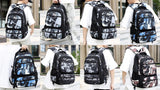 JiaYou Men Teens Middle School Graffiti Backpack High School Laptop Daypack College Bag(Black,45 Liters)