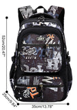 JiaYou Men Teens Middle School Graffiti Backpack High School Laptop Daypack College Bag(Black,45 Liters)