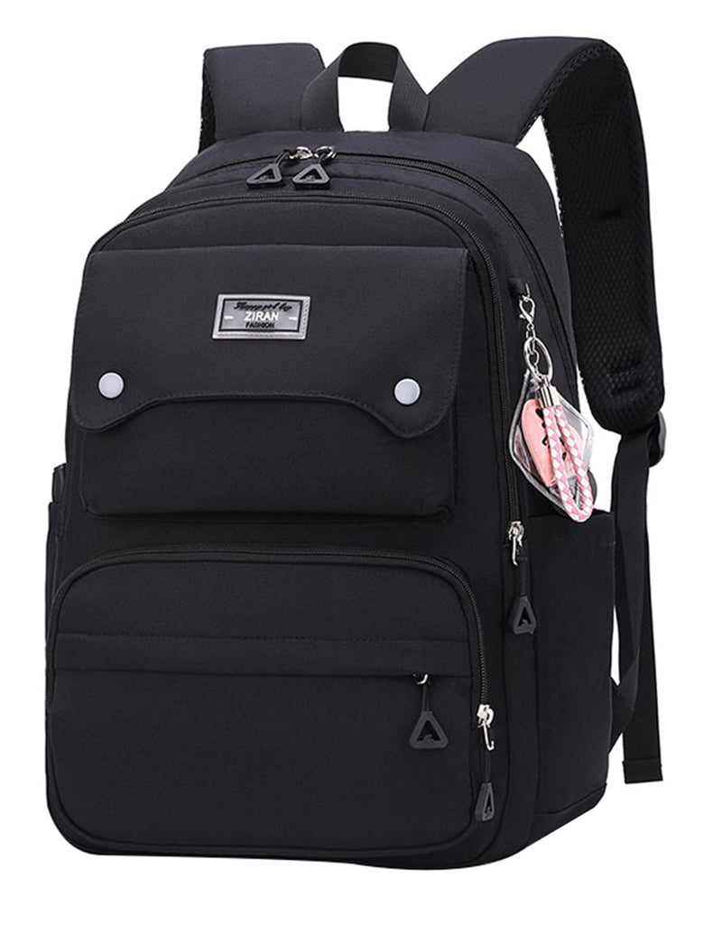 JiaYou Teen Girls Casual Backpack High Middle School Daypack Women Daily Travel Laptop Bag (1 Black, 26 Liters)