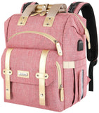 Jiefeike Diaper Bag Backpack, Pink Baby Girls Diaper Bag for Mom, Travel Baby Bags Backpack for Women, Insulated Pockets Portable toddler diaper bag with USB Charging Port, RFID Anti-Theft Pocket