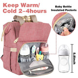 Jiefeike Diaper Bag Backpack, Pink Baby Girls Diaper Bag for Mom, Travel Baby Bags Backpack for Women, Insulated Pockets Portable toddler diaper bag with USB Charging Port, RFID Anti - Theft Pocket