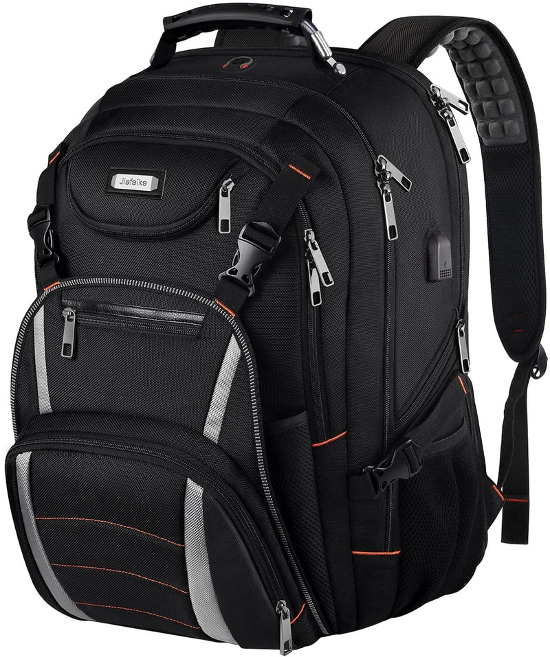 Jiefeike Travel Laptop Backpack, Extra Large Bookbag for Men Women,Basketball Backpack with USB Charging Port RFID Anti Theft TSA Approved College Student Waterproof Bag Fits 17 Inch Computer Notebook