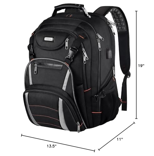 Jiefeike Travel Laptop Backpack, Extra Large Bookbag for Men Women,Basketball Backpack with USB Charging Port RFID Anti Theft TSA Approved College Student Waterproof Bag Fits 17 Inch Computer Notebook