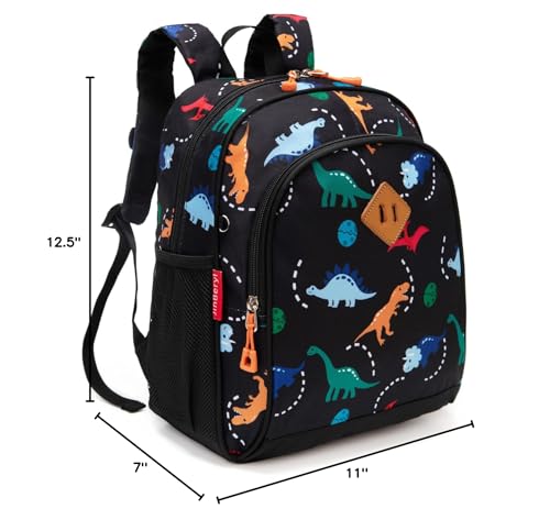 JinBeryl Toddler Backpack for Boys or Girls, Little Kids Backpack for Preschool or Kindergarten (Dinosaur Black, Mini)