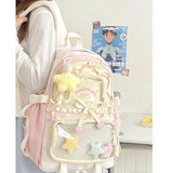 jingyuKJ Kawaii ita Backpack - Cute Backpack Coquette Aesthetic Back Pack Y2K Daypack with Clear Pockets with Clear Pockets (Pink)