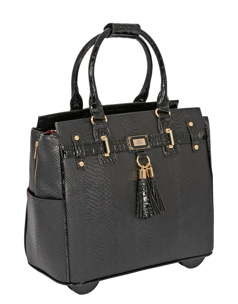 JKM & Company Rolling Laptop Bag for Women | Designer Wheeled Briefcase | Fits 13 - 17" Laptops | Office Travel Computer Case (Barrington)