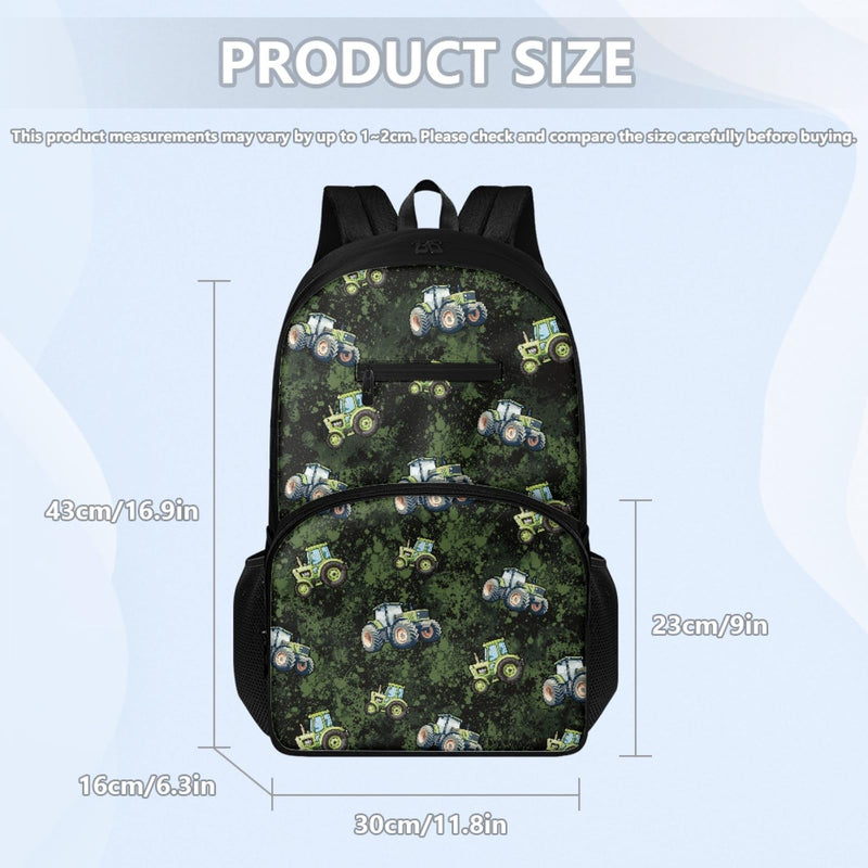 JOAIFO Green Jeep Print School Bag with Strap Kids Backpacks Travel Bag Fashion School Backpack Durable Lightweight Bookbag Backpacks for School