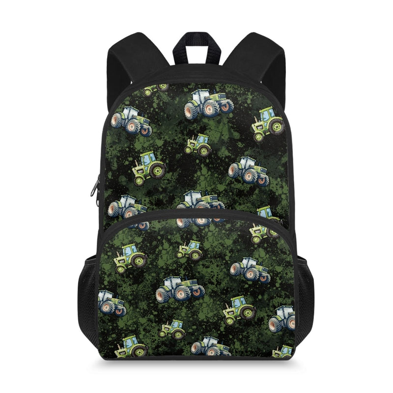 JOAIFO Green Jeep Print School Bag with Strap Kids Backpacks Travel Bag for Boys Cool Design School Backpack Spacious Bookbag 15 Inch