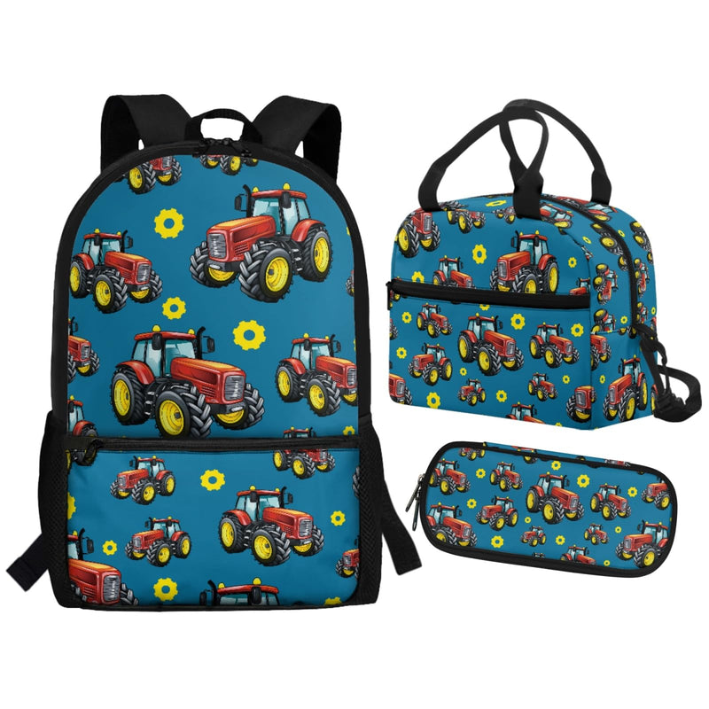 JOAIFO Jeep Kids Shoulder Bags for School Lunch Box Pencil Case Set of 3 Large Capacity Casual Daypack Backpack Cool Design School Supplies for School Students