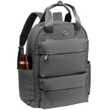 Joan & David Puffer Backpack for Women 18" – Quilted Puffer Laptop Backpack with 15" Sleeve, Lightweight Work Backpack - Small Bookbag for Nurses, Travel Daypack with Multiple Pockets - Chrome