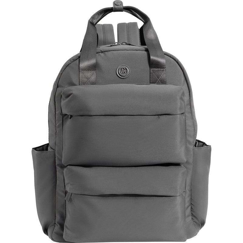 Joan & David Puffer Backpack for Women 18" – Quilted Puffer Laptop Backpack with 15" Sleeve, Lightweight Work Backpack - Small Bookbag for Nurses, Travel Daypack with Multiple Pockets - Chrome