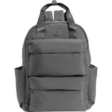 Joan & David Puffer Backpack for Women 18" – Quilted Puffer Laptop Backpack with 15" Sleeve, Lightweight Work Backpack - Small Bookbag for Nurses, Travel Daypack with Multiple Pockets - Chrome