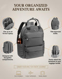 Joan & David Puffer Backpack for Women 18" – Quilted Puffer Laptop Backpack with 15" Sleeve, Lightweight Work Backpack - Small Bookbag for Nurses, Travel Daypack with Multiple Pockets - Chrome