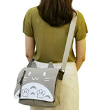 JOCHUI Canvas Kawaii Cat Shoulder Bag - Messenger, Crossbody, Women's Sling Book Bag