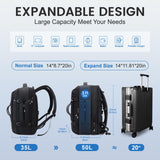 JODEBES Travel Backpack Carry On 50L, Laptop Backpack,Airline Approved Duffel TSA Luggage Bag for Men Women, Water - resistant Large Business Rucksack Daypack, Fits 17.3" Laptop, Black