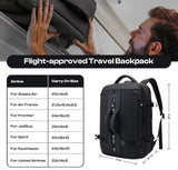 JODEBES Travel Backpack Carry On 50L, Laptop Backpack,Airline Approved Duffel TSA Luggage Bag for Men Women, Water - resistant Large Business Rucksack Daypack, Fits 17.3" Laptop, Black