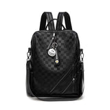 JohnMojie Checkerboard Daypack Backpack for Women, Women's Commuting PU Backpack Leisure Bag