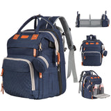 JOYCE Baby Diaper Bag Backpack, with Diaper Changing Station, Multi-functional Travel Waterproof Backpack, for Baby Boys and Girls, with Foldable Portable Diaper Pad and Sunshade (Large Blue)