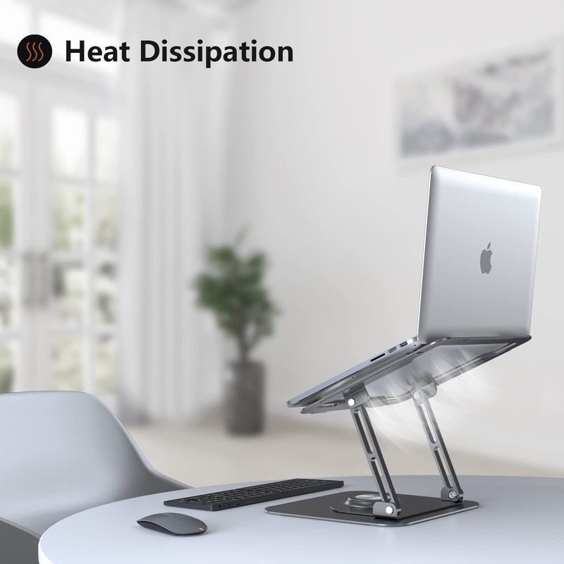 JOYEKY Laptop Stand for Desk, Adjustable Computer Stand with 360° Rotating Base, Ergonomic Laptop Riser for Collaborative Work, Foldable & Portable Laptop Stand, fits for All 10 - 16" Laptops (Grey)