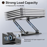 JOYEKY Laptop Stand for Desk, Adjustable Computer Stand with 360° Rotating Base, Ergonomic Laptop Riser for Collaborative Work, Foldable & Portable Laptop Stand, fits for All 10 - 16" Laptops (Grey)