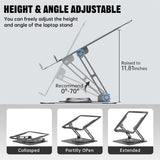 JOYEKY Laptop Stand for Desk, Adjustable Computer Stand with 360° Rotating Base, Ergonomic Laptop Riser for Collaborative Work, Foldable & Portable Laptop Stand, fits for All 10 - 16" Laptops (Grey)
