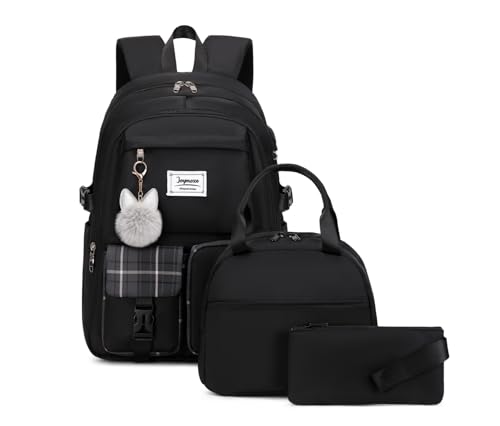 Joymoze Women Fashion Travel Backpack Set Roomy Laptop Rucksack Set Casual Daypack for Girl Black | Backpacks4Less